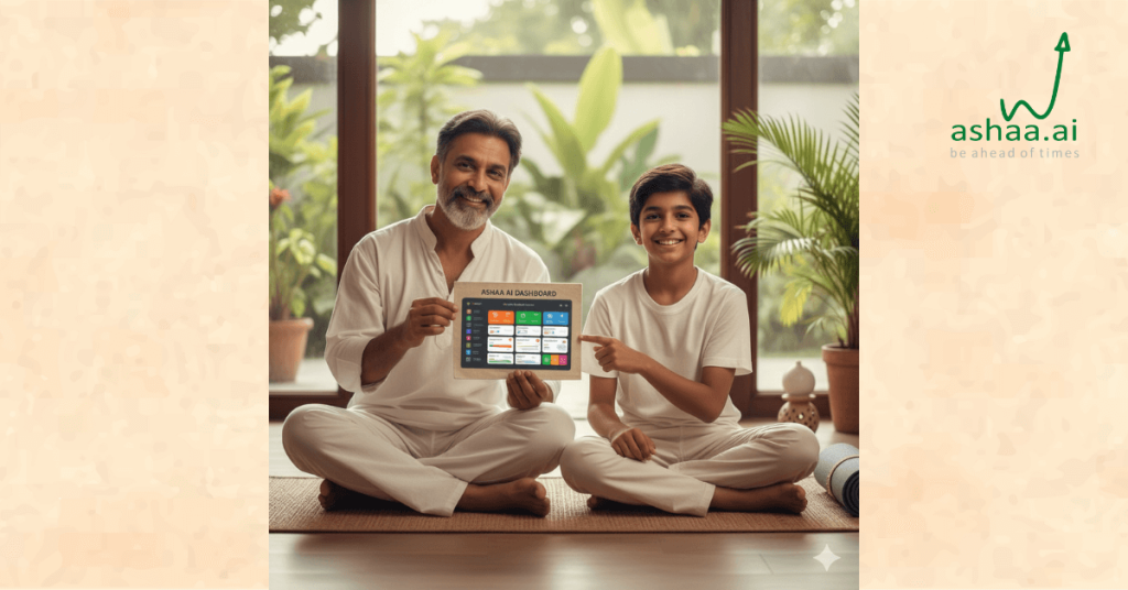 family practicing wellness routines together tracking wellbeing in Ashaa