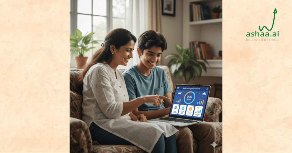 parent and teen reviewing an AI career scorecard